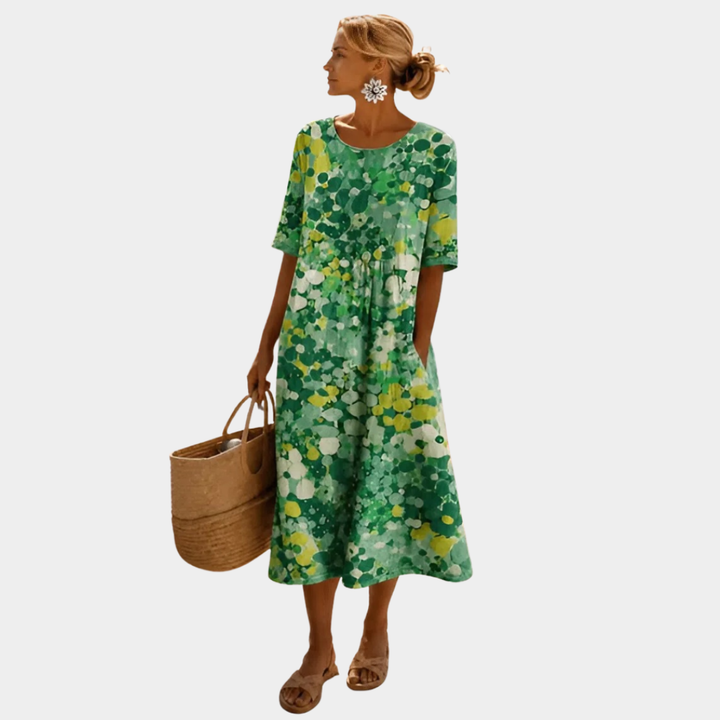 Elena | Vestido midi floral ligero y fluido