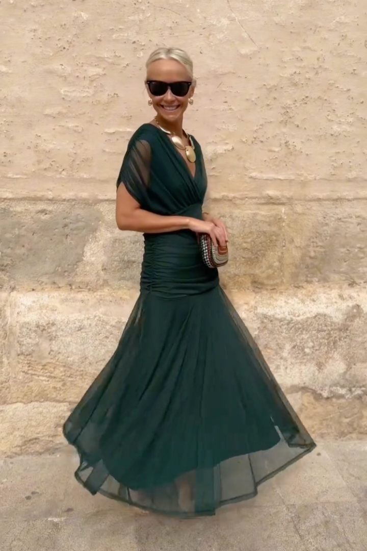 Valentina | Vestido Maxi de Fiesta Elegante con Escote en V