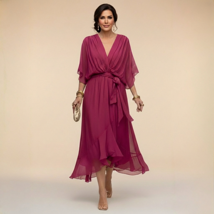 Vestido de Chiffon Marta™ con Escote en V