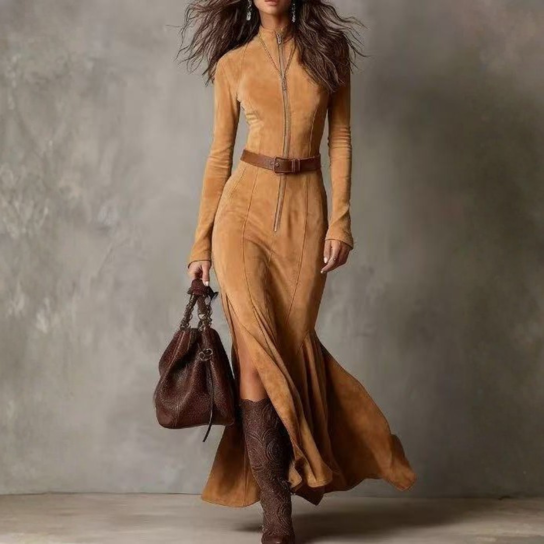 Nora™ | Vestido Largo de Ante