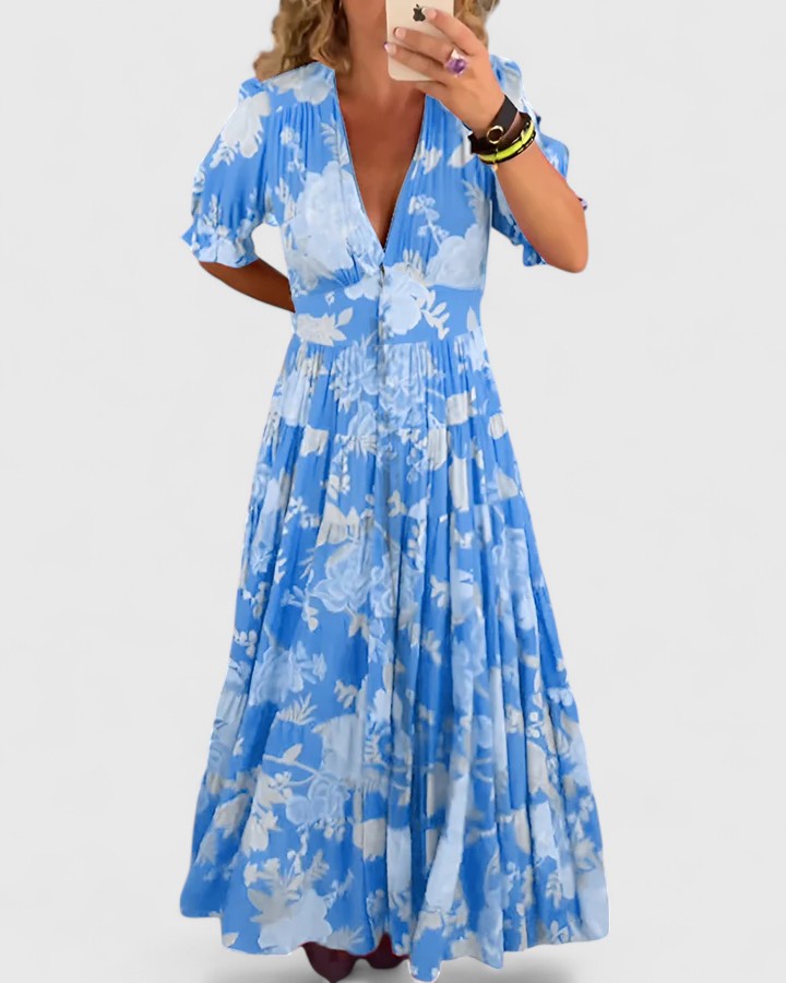 Minelda | Elegante Vestido Floral con Escote en V