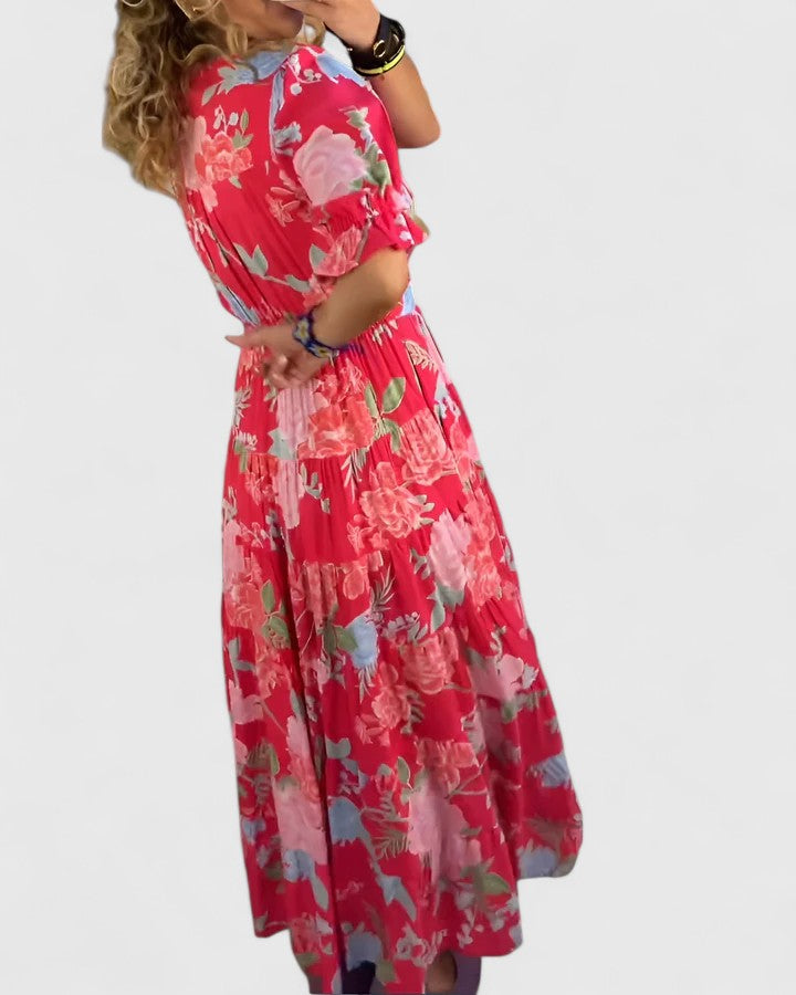 Minelda | Elegante Vestido Floral con Escote en V