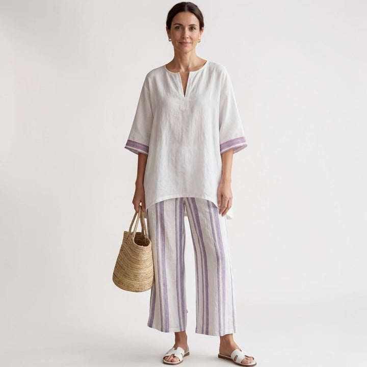 Allegra — Camiseta cómoda y pantalones de bambú a rayas