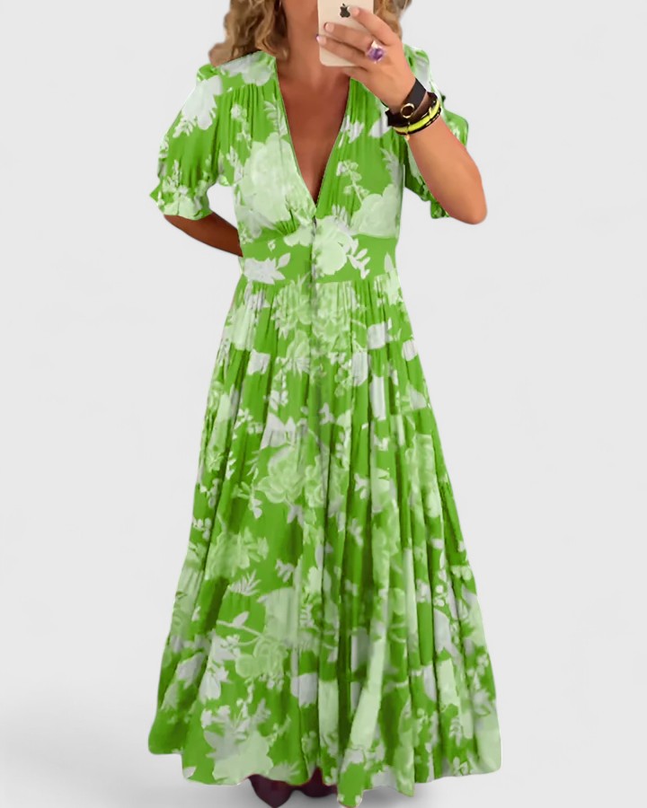 Minelda | Elegante Vestido Floral con Escote en V