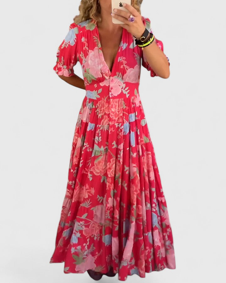 Minelda | Elegante Vestido Floral con Escote en V