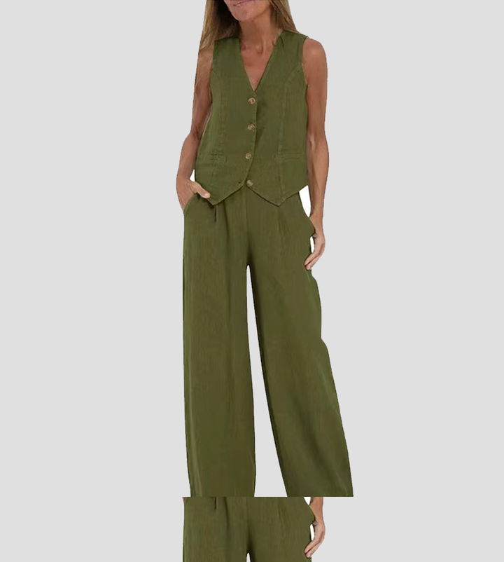 Aira – Elegant two-piece set with vest and wide-leg pants