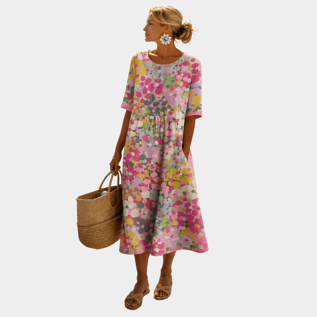 Elena | Vestido midi floral ligero y fluido