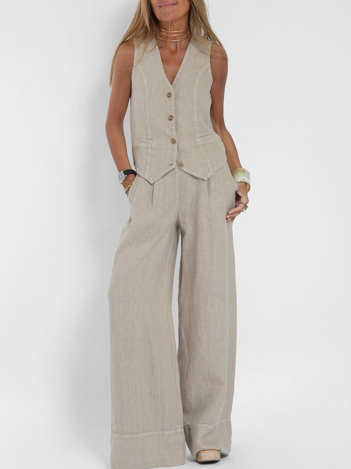 Aira – Elegant two-piece set with vest and wide-leg pants