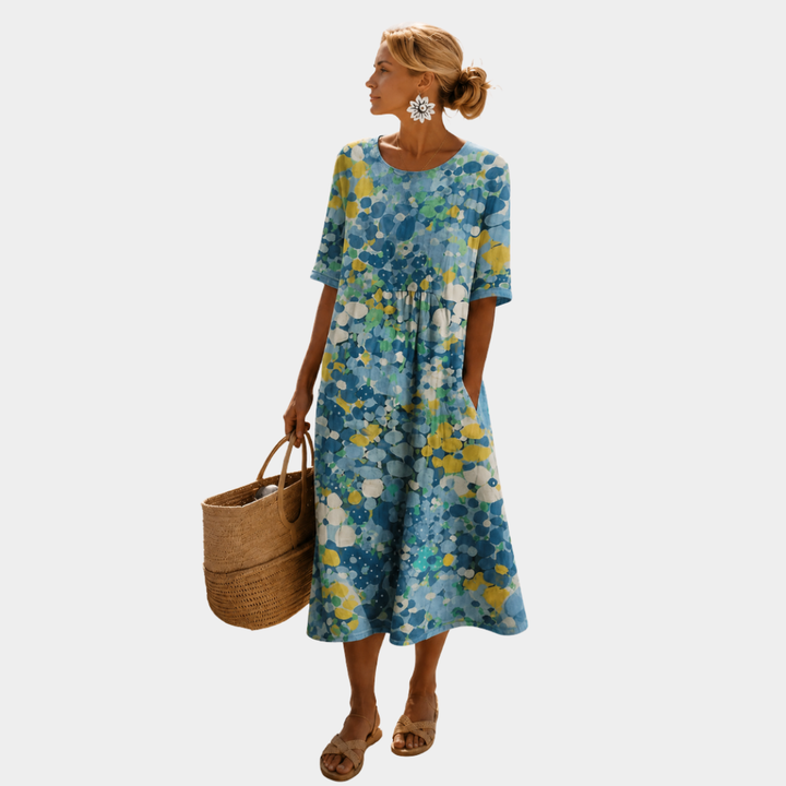 Elena | Vestido midi floral ligero y fluido