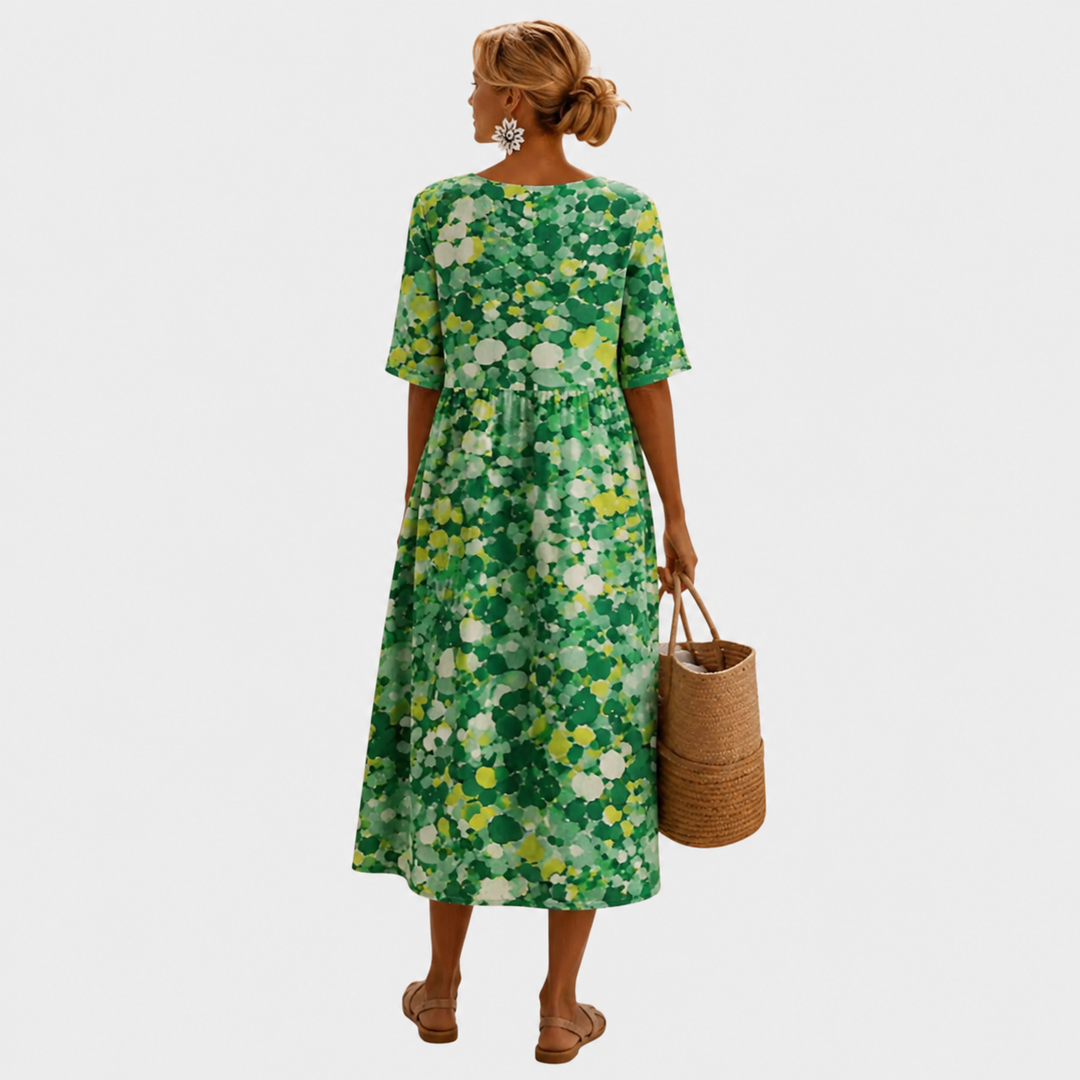 Elena | Vestido midi floral ligero y fluido