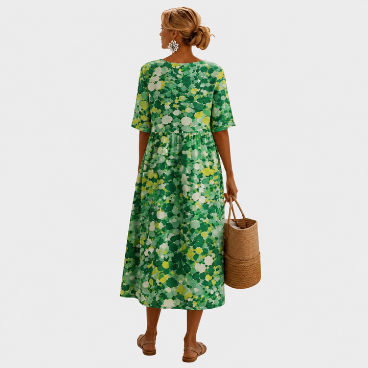 Elena | Vestido midi floral ligero y fluido