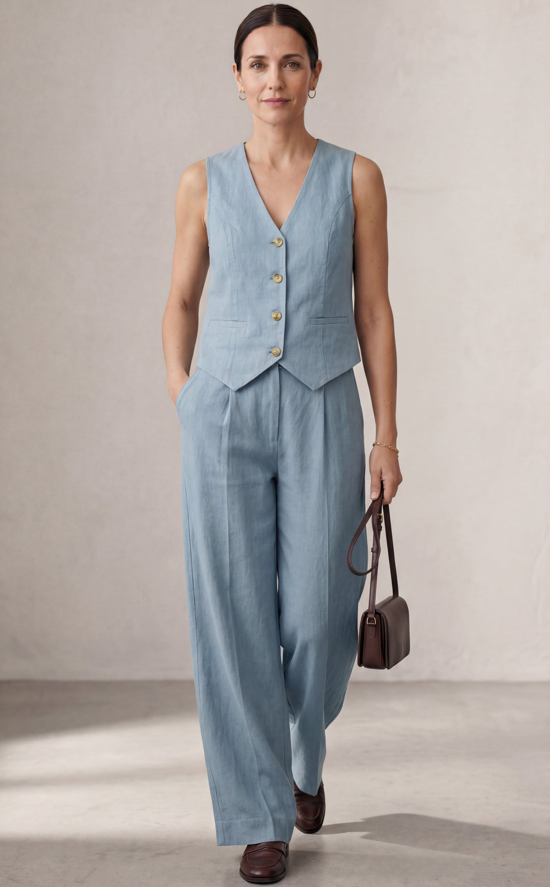 Aira – Elegant two-piece set with vest and wide-leg pants