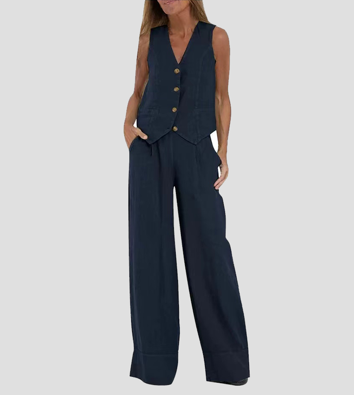 Aira – Elegant two-piece set with vest and wide-leg pants