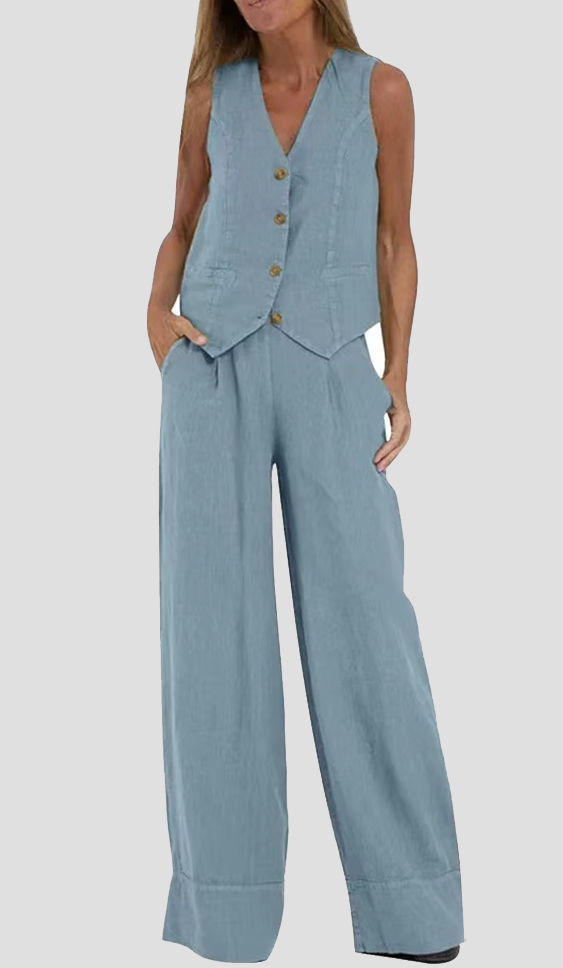 Aira – Elegant two-piece set with vest and wide-leg pants