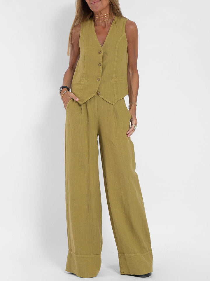 Aira – Elegant two-piece set with vest and wide-leg pants