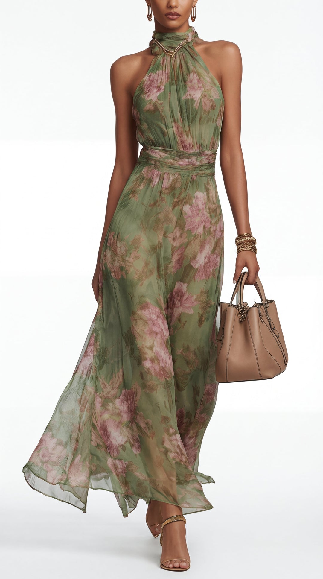Livia™ | Vestido maxi halter floral elegante