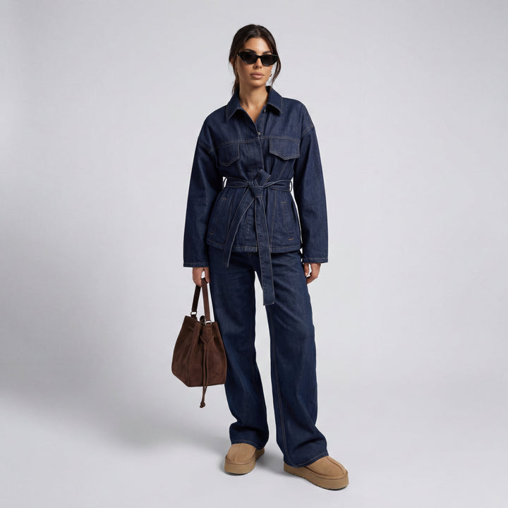 Conjunto Denim Cinturón Wide Leg