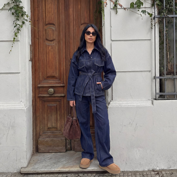 Conjunto Denim Cinturón Wide Leg