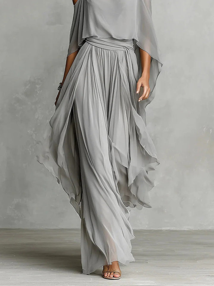 Isabela | Conjunto fluido gris con top de tirantes y pantalones ligeros