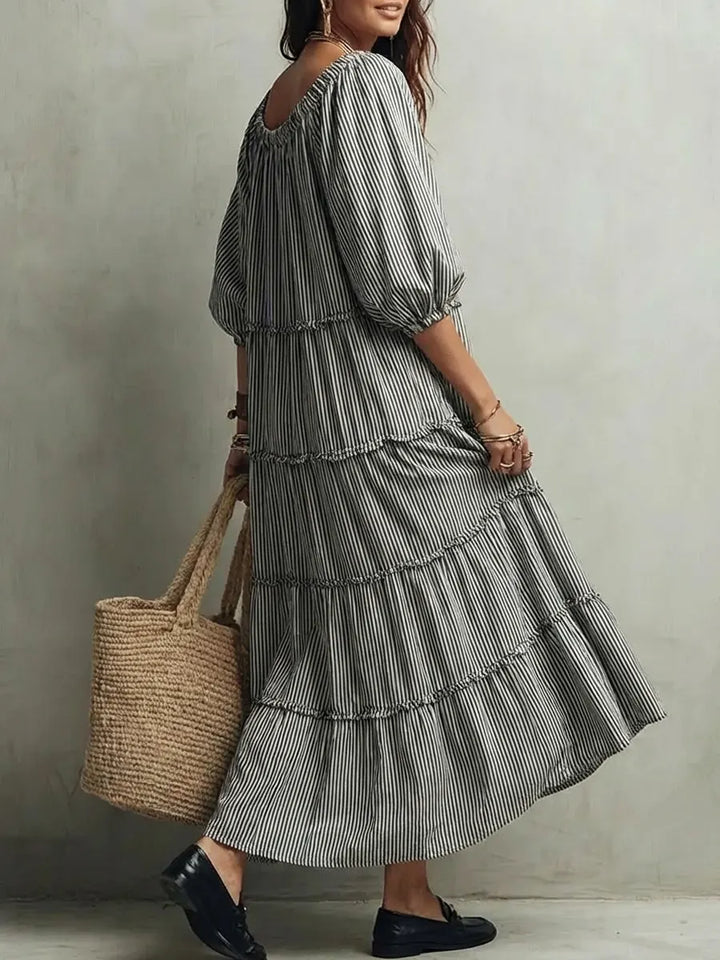 Nerina | Vestido midi de lino con capas y texturas