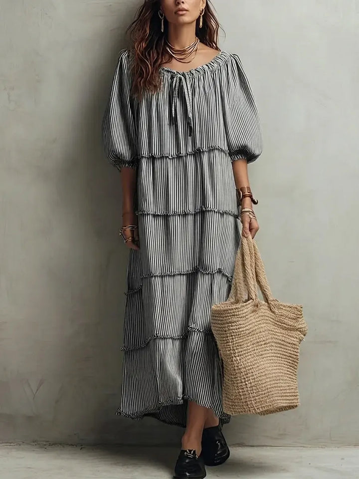 Nerina | Vestido midi de lino con capas y texturas