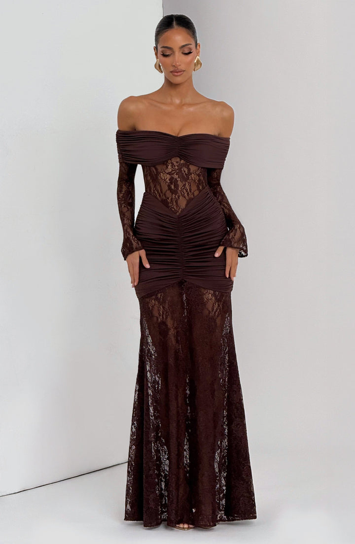 Vestido Libra™ -  Elegancia sofisticada con encaje y drapeado