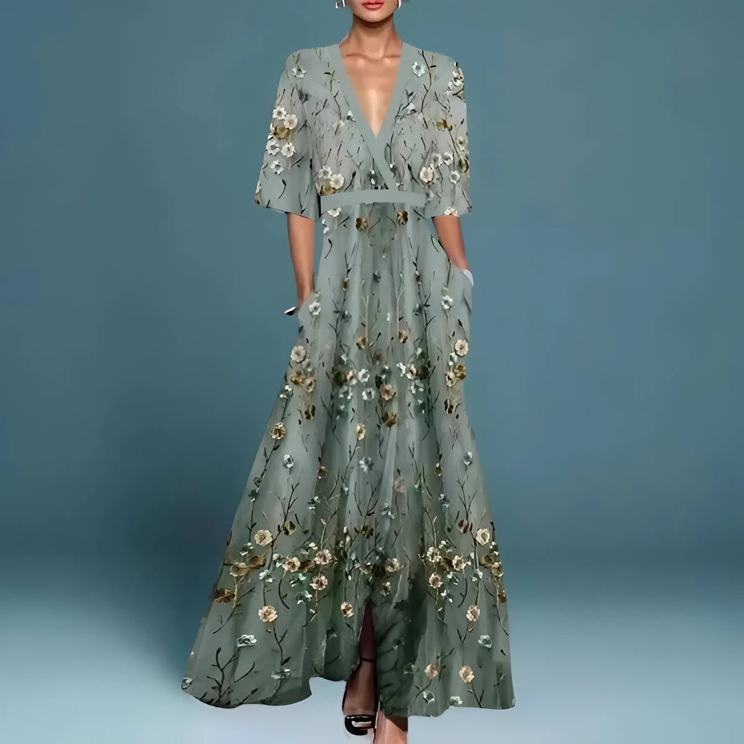 Valentina | Elegant long dress with deep neckline