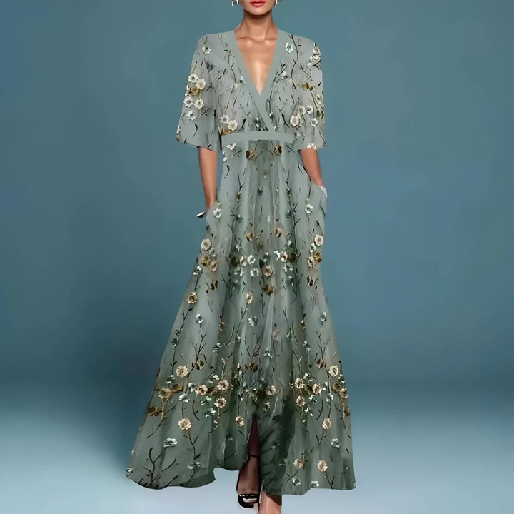 Valentina | Elegant long dress with deep neckline