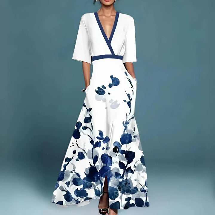 Valentina | Elegant long dress with deep neckline